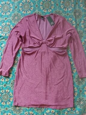 wild fable Purple Shimmer Knot-Front Dress